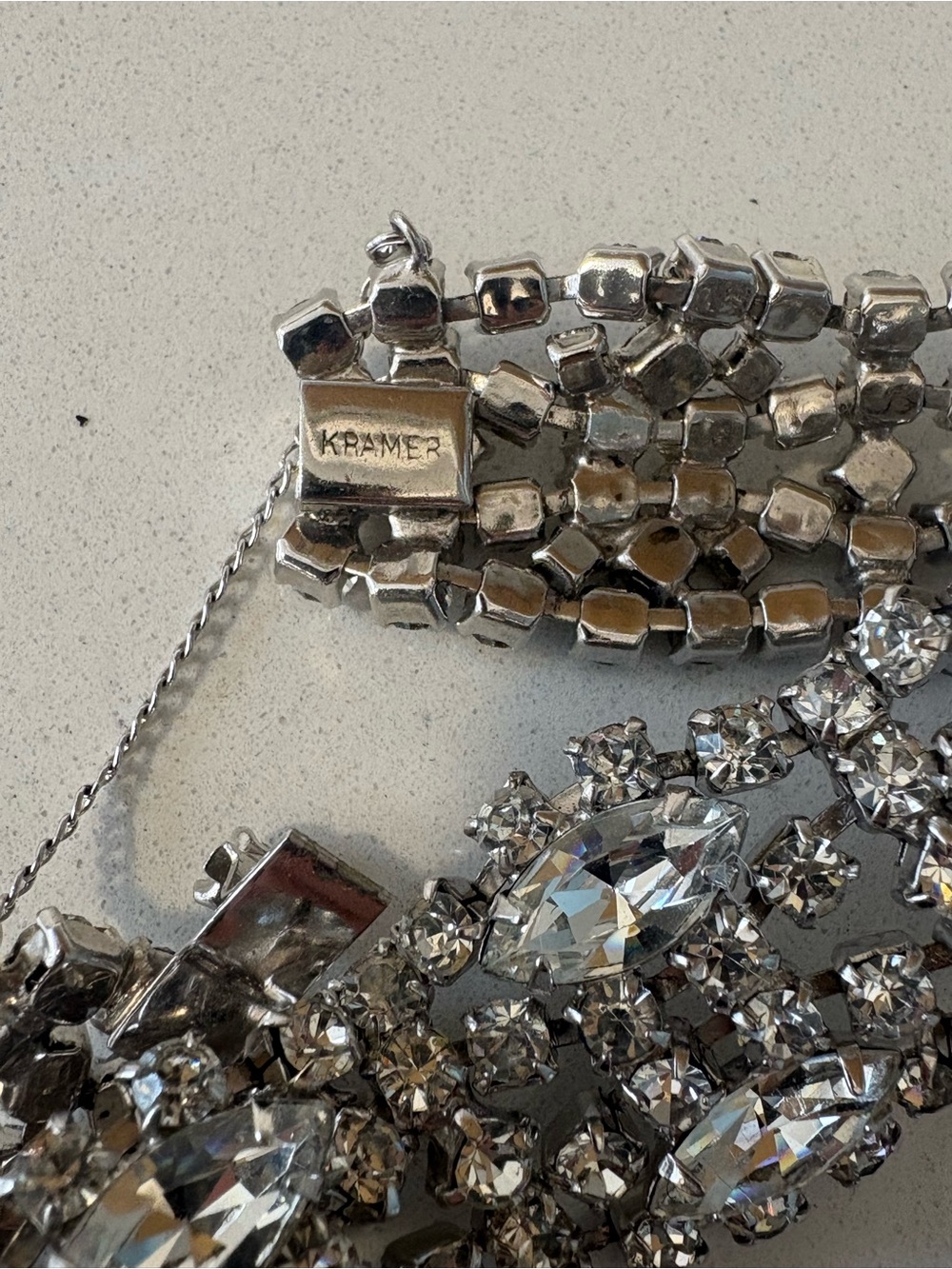 Kramer Silvertone Rhinestone bracelet - Picture 4 of 7